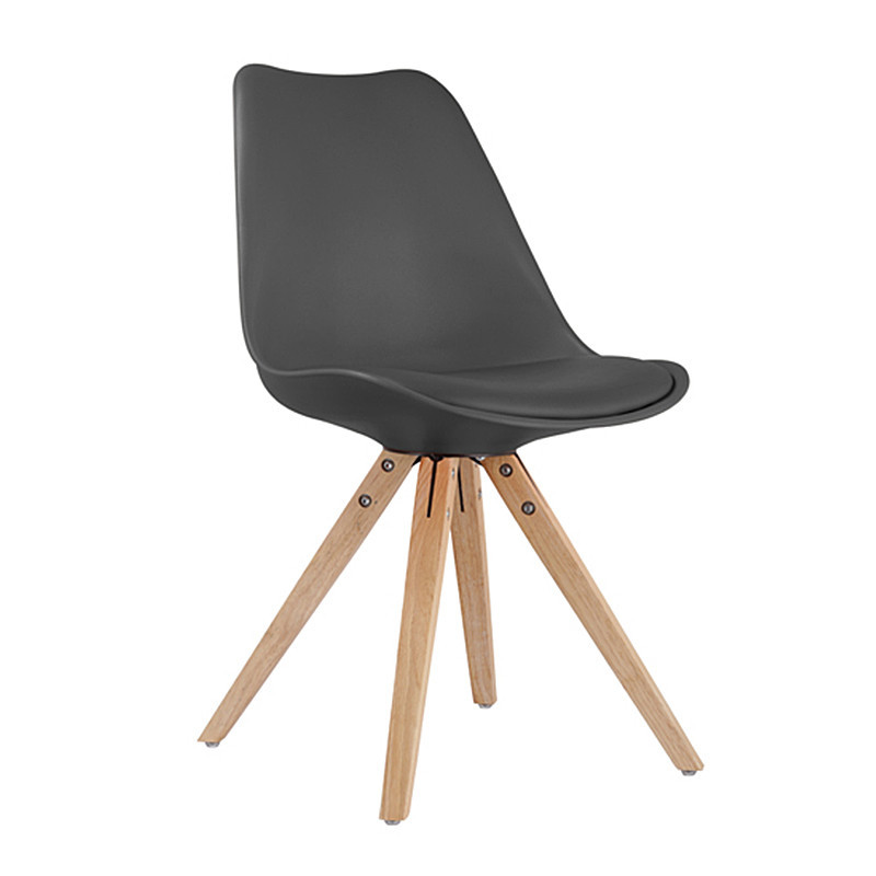 Chaise noire scandinave pieds bois - Ella 