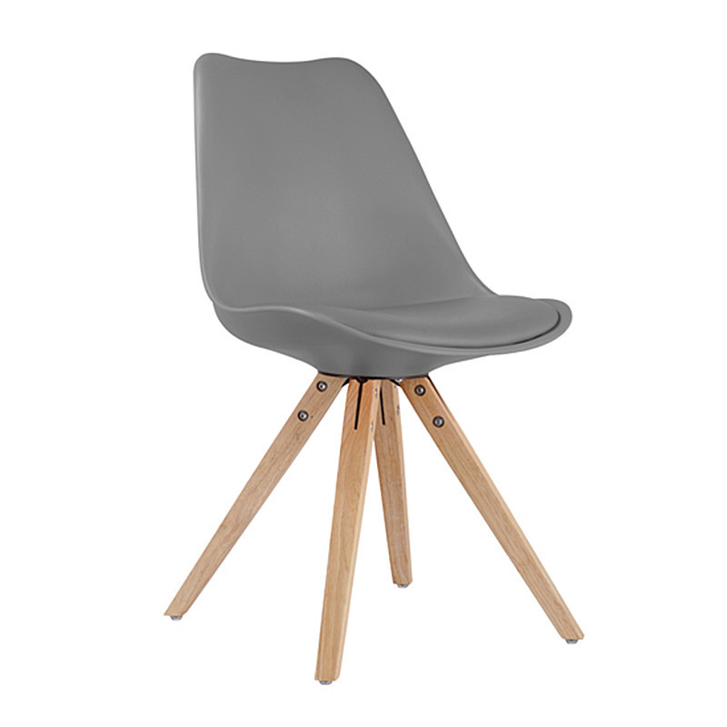 Chaise scandinave grise pieds bois - Ella 