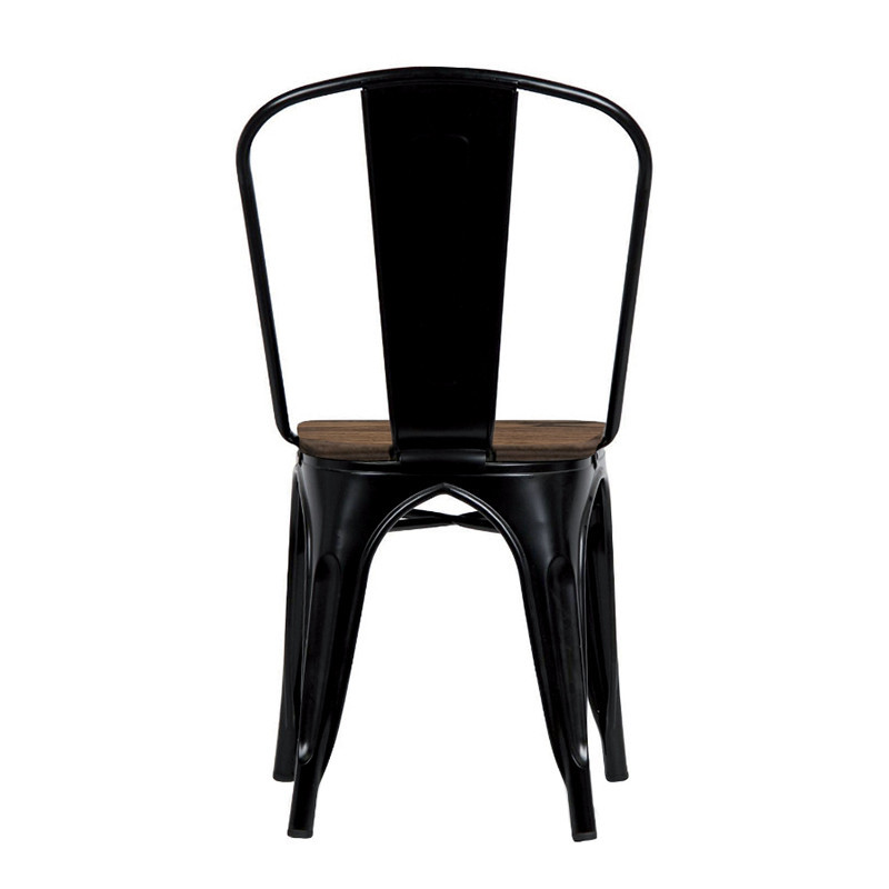 Chaise métal noir et bois industrielle - Sara 