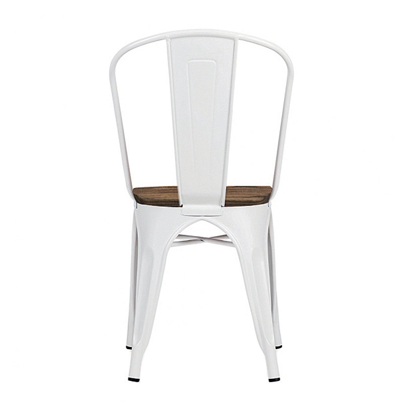 Chaise métal blanc et bois industrielle - Sara 