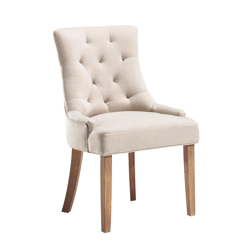 Chaise capitonée tissu sable - Roméo 