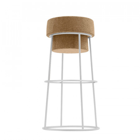 Tabouret de bar design bouchon de liège et métal blanc  H76cm - Champagne