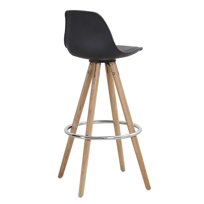 Tabouret de bar scandinave noir simili cuir - Valdo Tabouret de bar scandinave noir simili cuir - Valdo