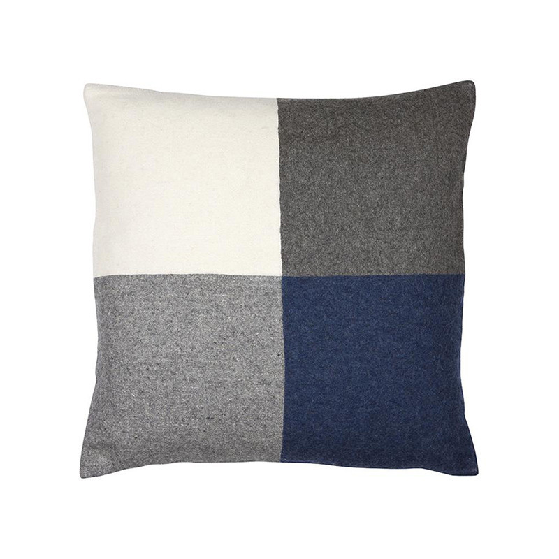 Coussin vintage bleu, gris, blanc en laine - Quarto 