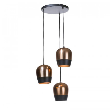 Lustre cuivre design et métal noir 3 suspensions - Rick