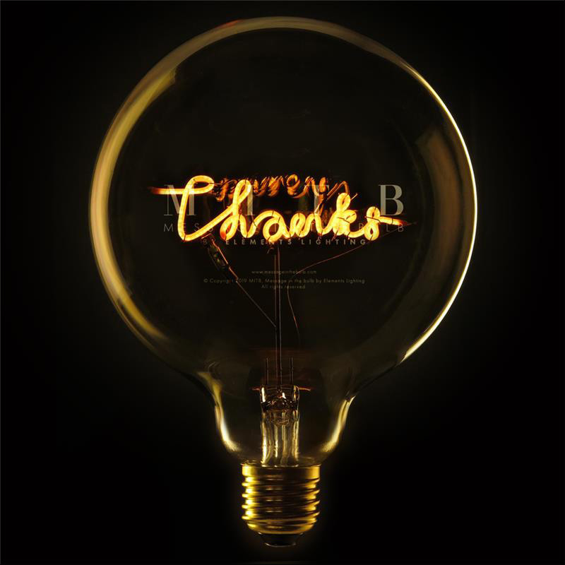 Ampoule design déco message - Thanks 