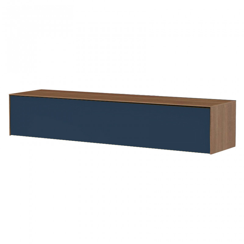 Meuble TV suspendu bleu foncé et bois noyer - Stone Blue