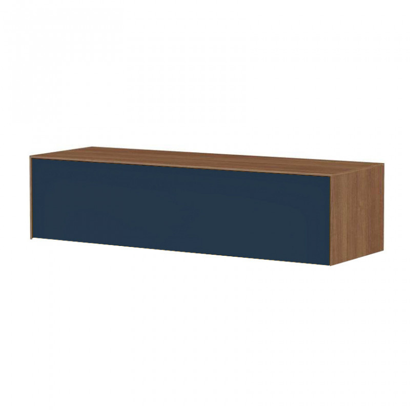 Meuble TV suspendu bleu foncé et bois noyer - Stone Blue