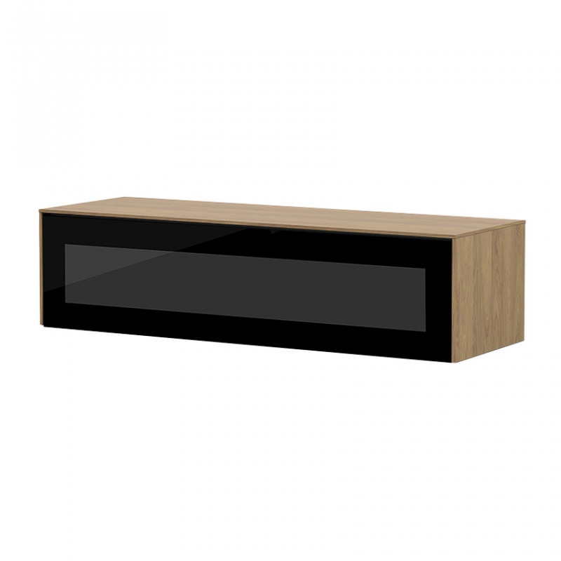 Meuble TV suspendu en bois et porte en verre noir infrarouge 120cm - Loft
