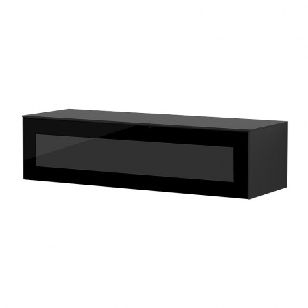 Meuble TV suspendu noir porte infrarouge 120cm - Loft