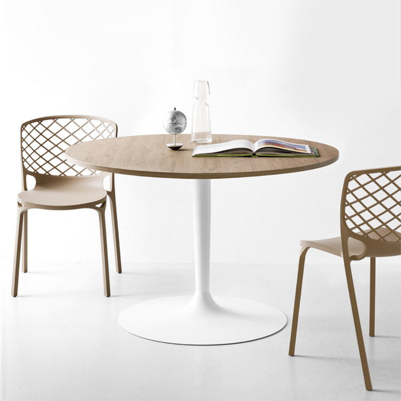 Table ronde bois et pied central blanc Connubia - Comet