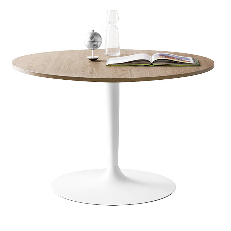 Table ronde bois et pied central blanc Connubia - Comet 