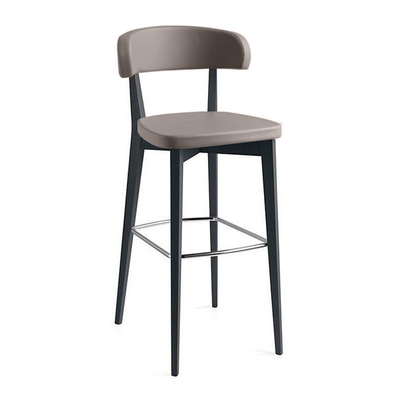 Tabouret de bar confortable avec dossier noir et taupe Connubia - Siren 