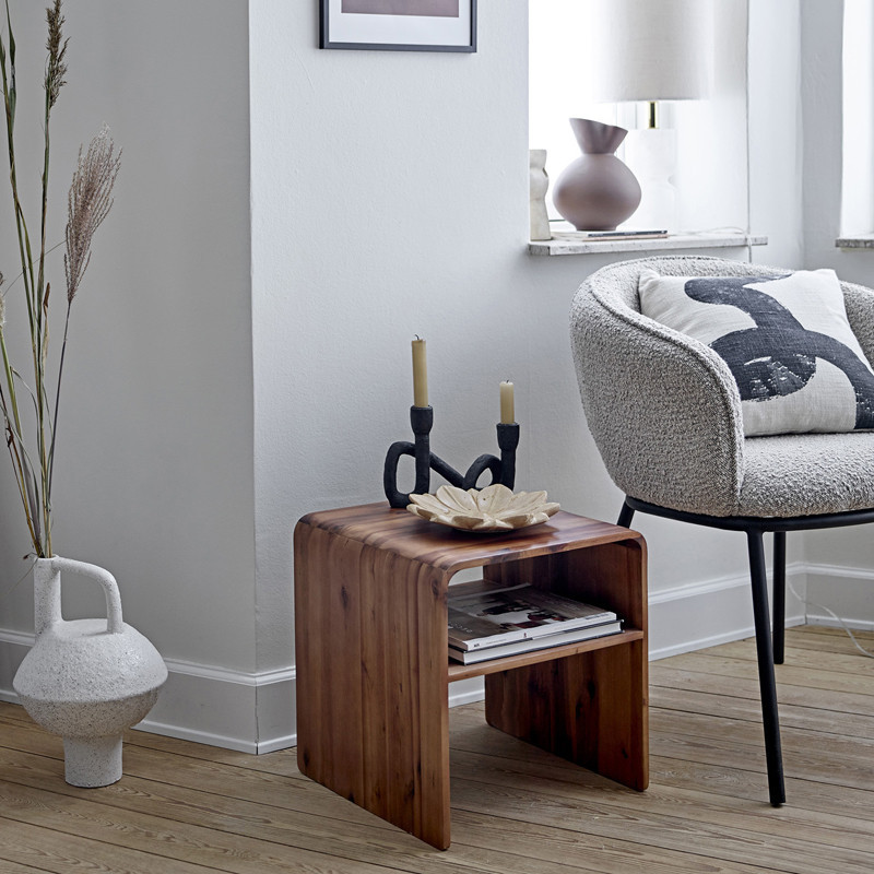 Chaise de salle à manger design laine bouclé avec accoudoirs - Cortone 