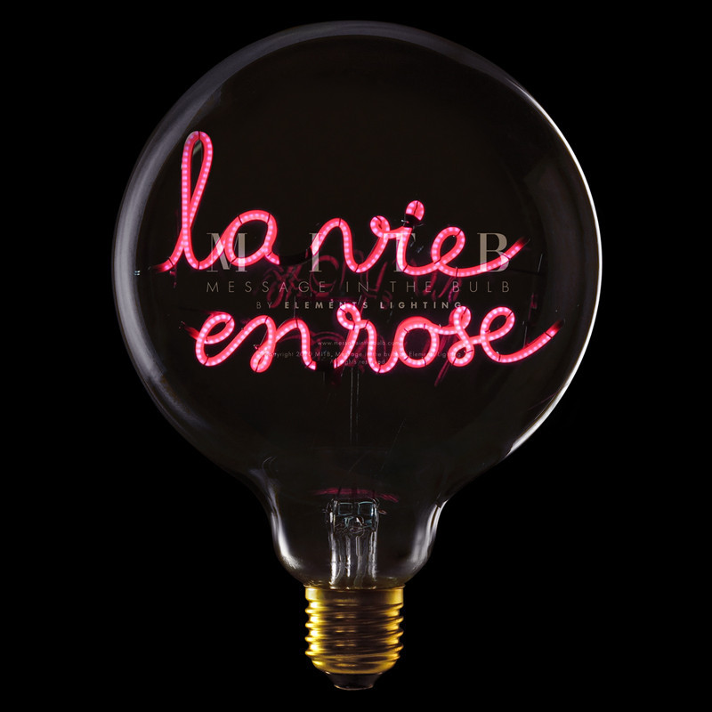 Ampoule led design déco message La vie en rose CDC Design