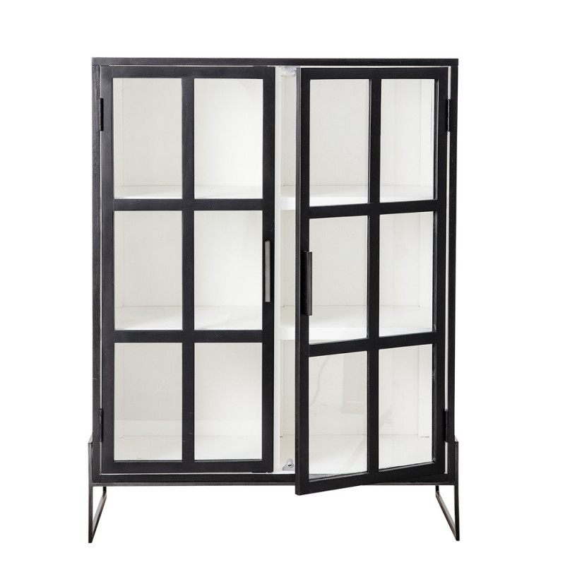 Petit meuble vitrine blanc et noir 2 portes Bloomingville - Veri