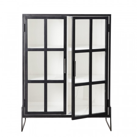 Petit meuble vitrine blanc et noir 2 portes Bloomingville - Veri