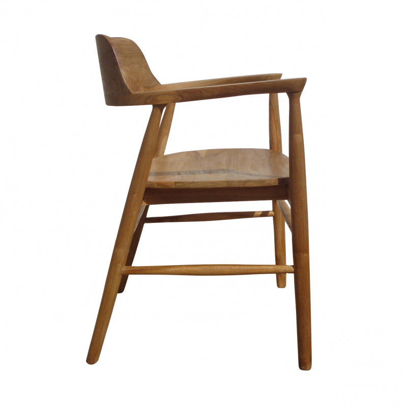 Chaise en bois naturel californienne avec accoudoirs - Mia 