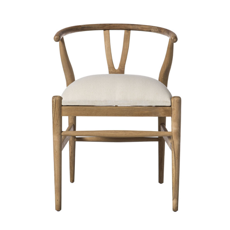 Chaise wishbone en bois avec coussin blanc - Weg 