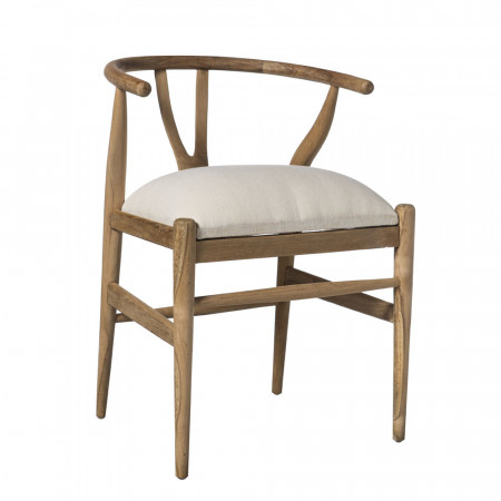 Chaise wishbone en bois avec coussin blanc - Weg 