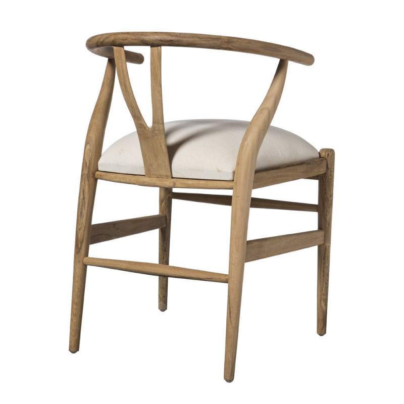 Chaise wishbone en bois avec coussin blanc - Weg 