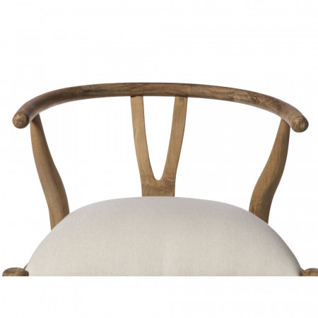 Chaise wishbone en bois avec coussin blanc - Weg 