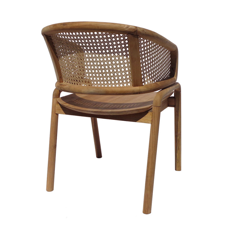 Chaise fauteuil en bois et cannage design - Lou 