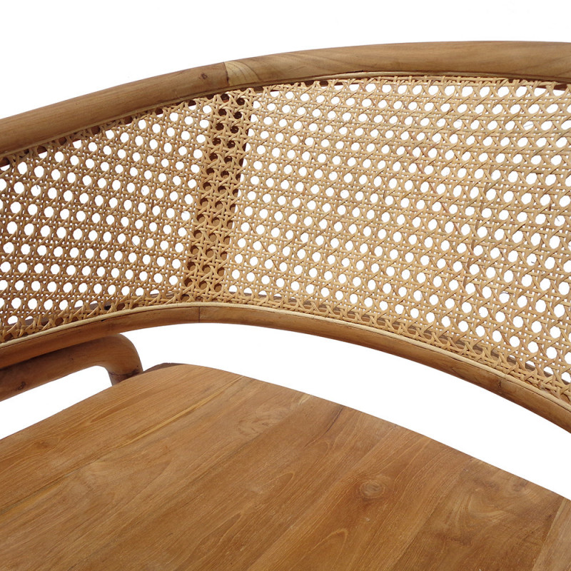 Chaise fauteuil en bois et cannage design - Lou 