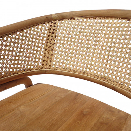 Chaise fauteuil en bois et cannage design - Lou 
