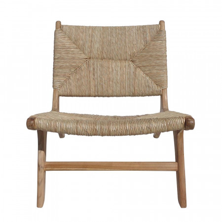 Fauteuil bas design en bois et fibre naturel - Creti 