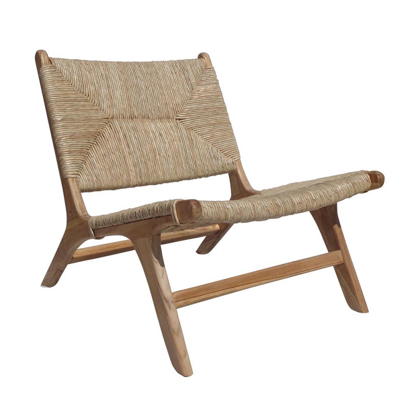 Fauteuil bas design en bois et fibre naturel - Creti 