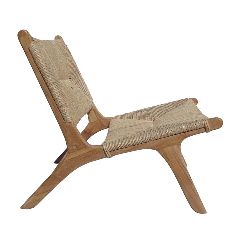 Fauteuil bas design en bois et fibre naturel - Creti 