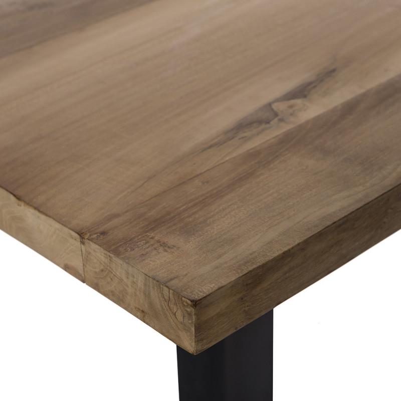 Table bistrot carrée en bois et métal noir 70cm - Lucy 