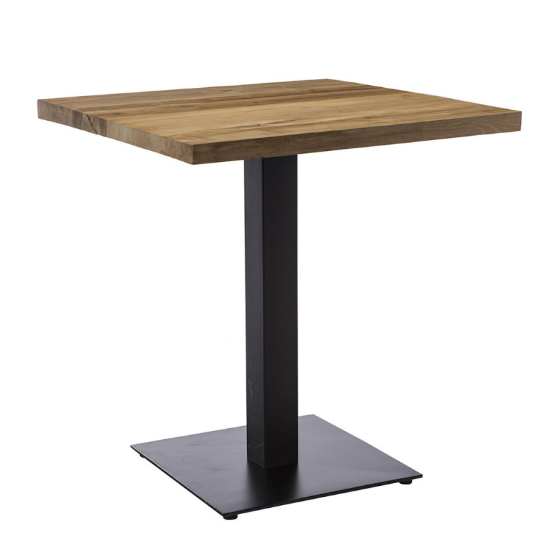 Table bistrot carrée en bois et métal noir 70cm - Lucy 