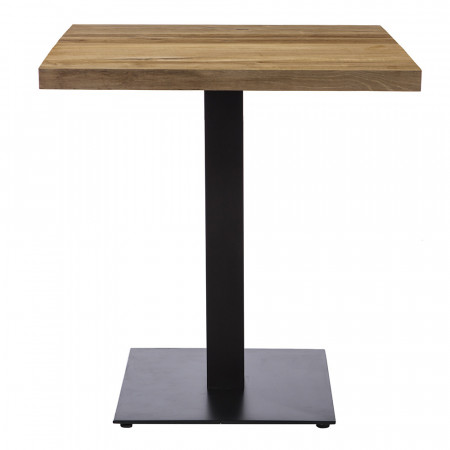 Table bistrot carrée en bois et métal noir 70cm - Lucy 