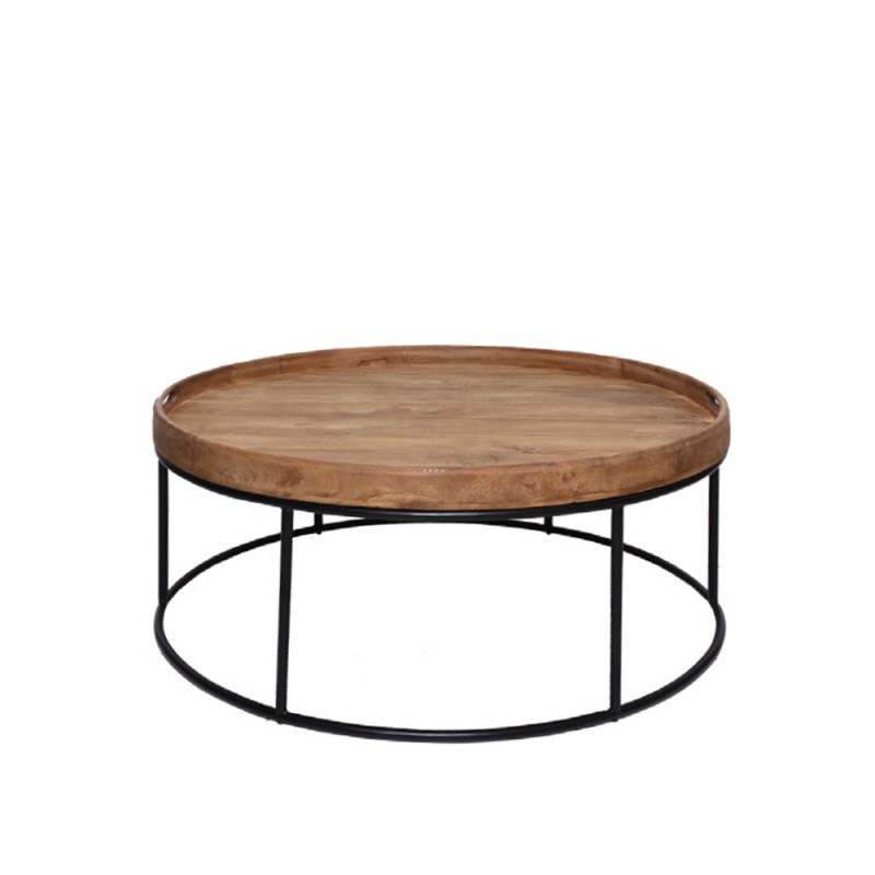 Table basse bois métal ronde - Isa 