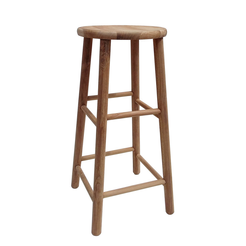 Tabouret de bar bois de teck sans dossier - Camp 