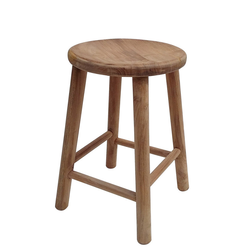 Tabouret bois de teck naturel - Camp 