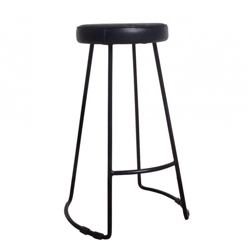 Tabouret de bar industriel vintage noir sans dossier - Nist 