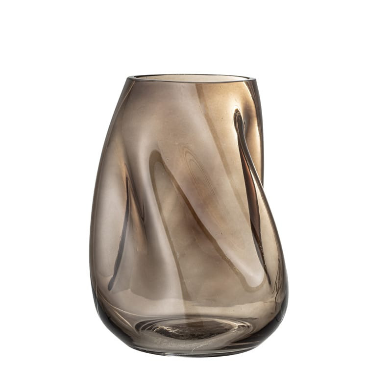 Vase en verre design torsadé marron - Ingolf 