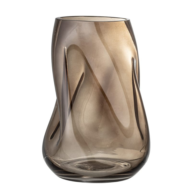 Vase en verre design torsadé marron - Ingolf 