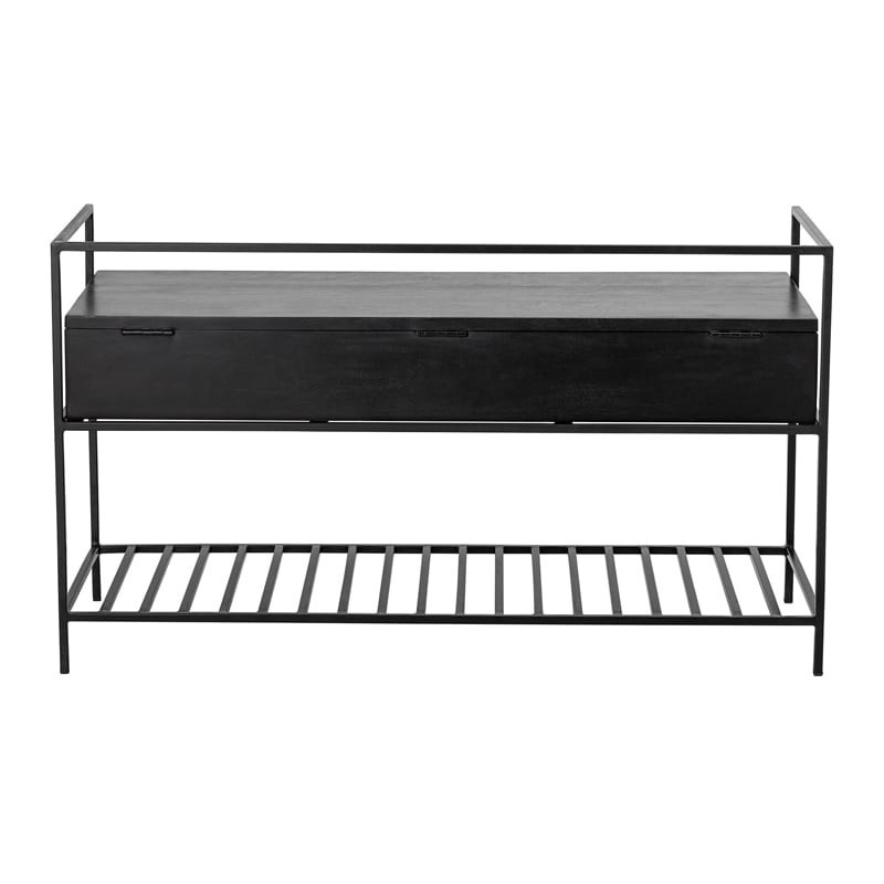 Banc coffre de rangement noir en bois - Abelone 