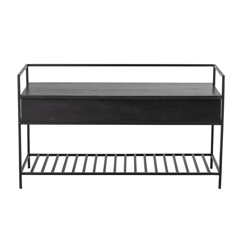 Banc coffre de rangement noir en bois - Abelone 