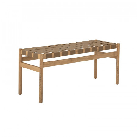 Banc tressé design en bois naturel - Roel 