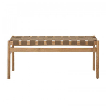 Banc tressé design en bois naturel - Roel 