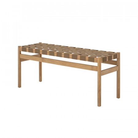Banc tressé design en bois naturel - Roel 