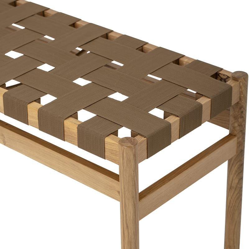 Banc tressé design en bois naturel - Roel 