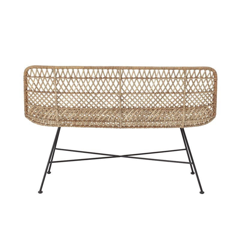 Banc avec dossier en rotin - Hallie 