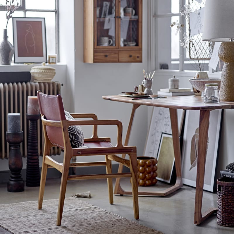 Chaise design cuir marron et bois Bloomingville - Ollie 