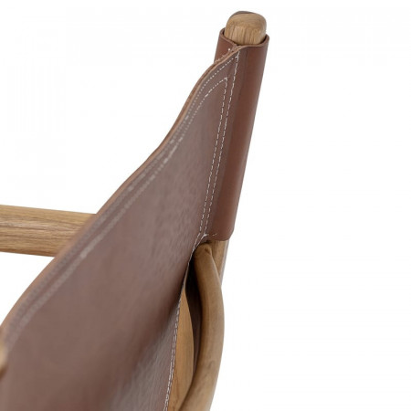 Chaise design cuir marron et bois Bloomingville - Ollie 